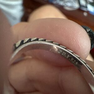 David Yurman Sterling Silver Rope-Detail Ring with Oxidized Accents